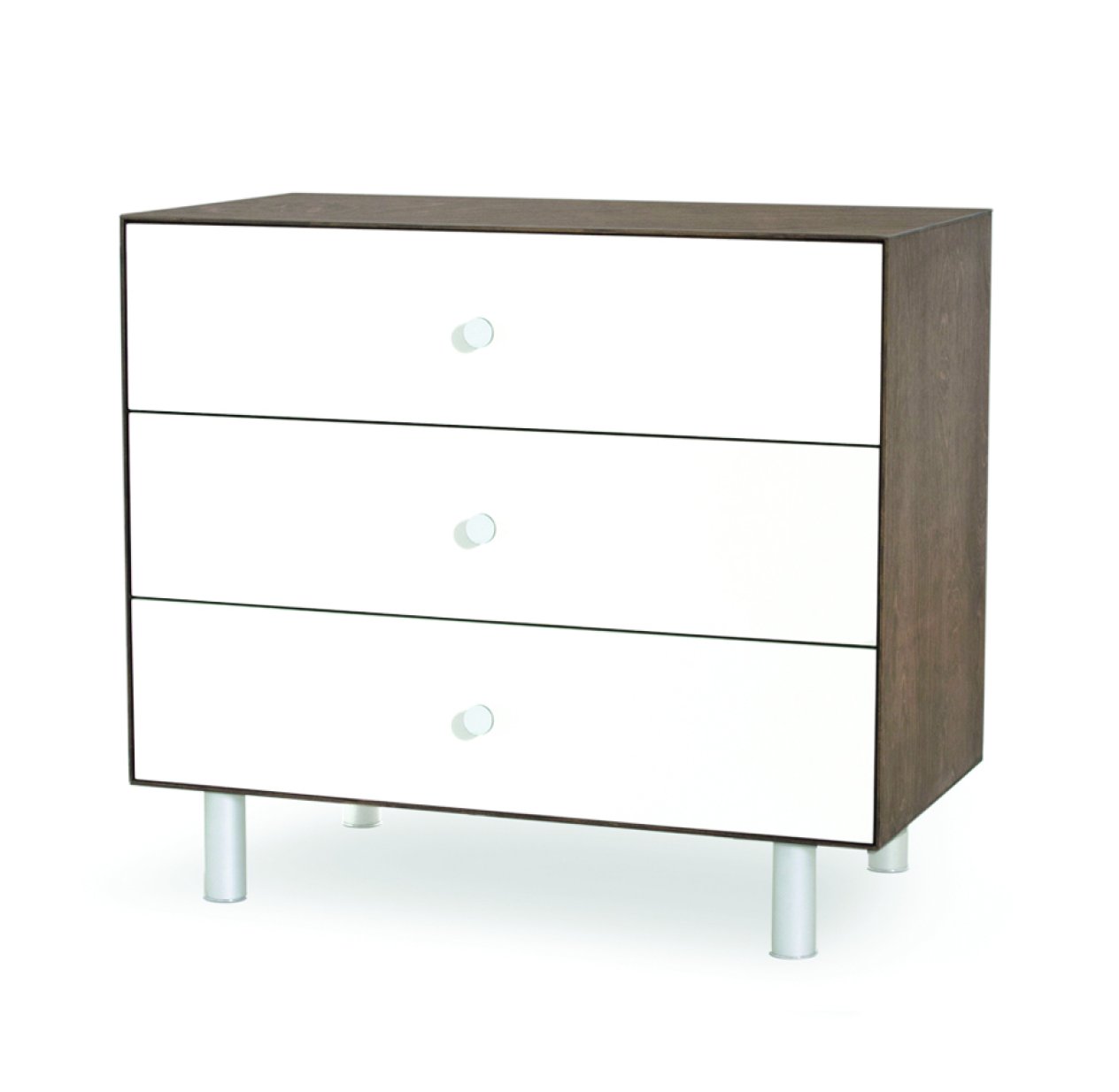 Commode Merlin Classic 3 tiroirs - Blanc/Noyer